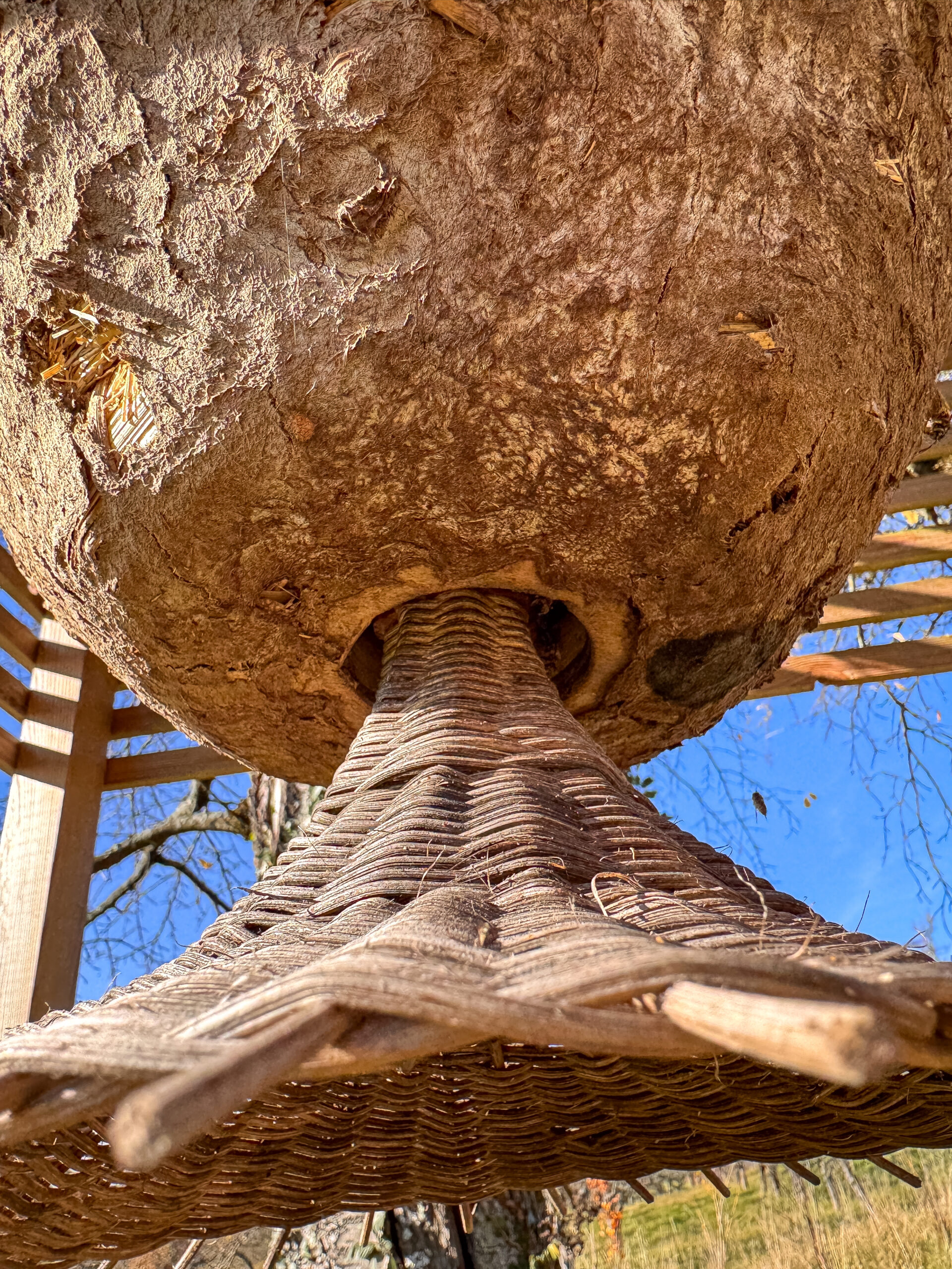 Weißenseifener Hängekorb ohne Zusatzisolation, weil das Stroh eine bereits hohe Isolation bietet